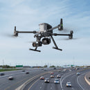 DJI Zenmuse V1 and S1 payloads on a DJI Matrie 350 RTK drone flying over a busy highway