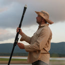 Emlid Reach RX2 on a survey pole showing tilt-compensation