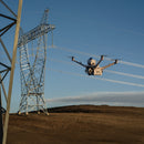 A DJI Matrice 4TD drone with an obstacle sensing module installed for situational awareness near power lines