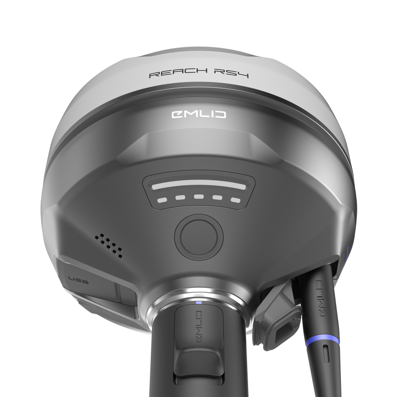 Emlid Reach RS4 Bottom View on a Pole