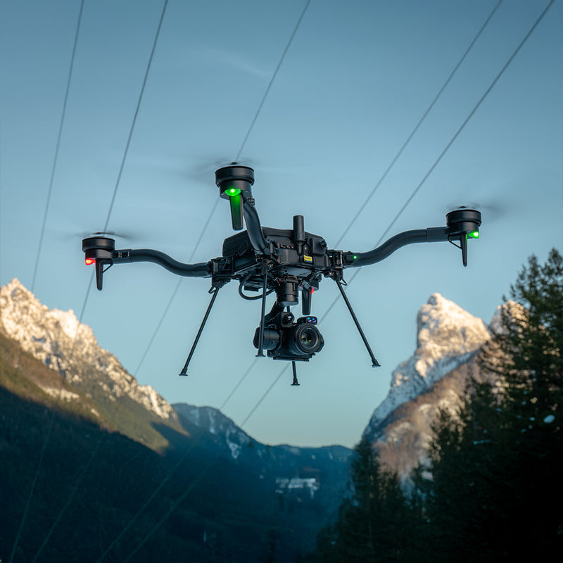 Freefly Astro with LR1 and Thermal inspecting powerlines in the mountains